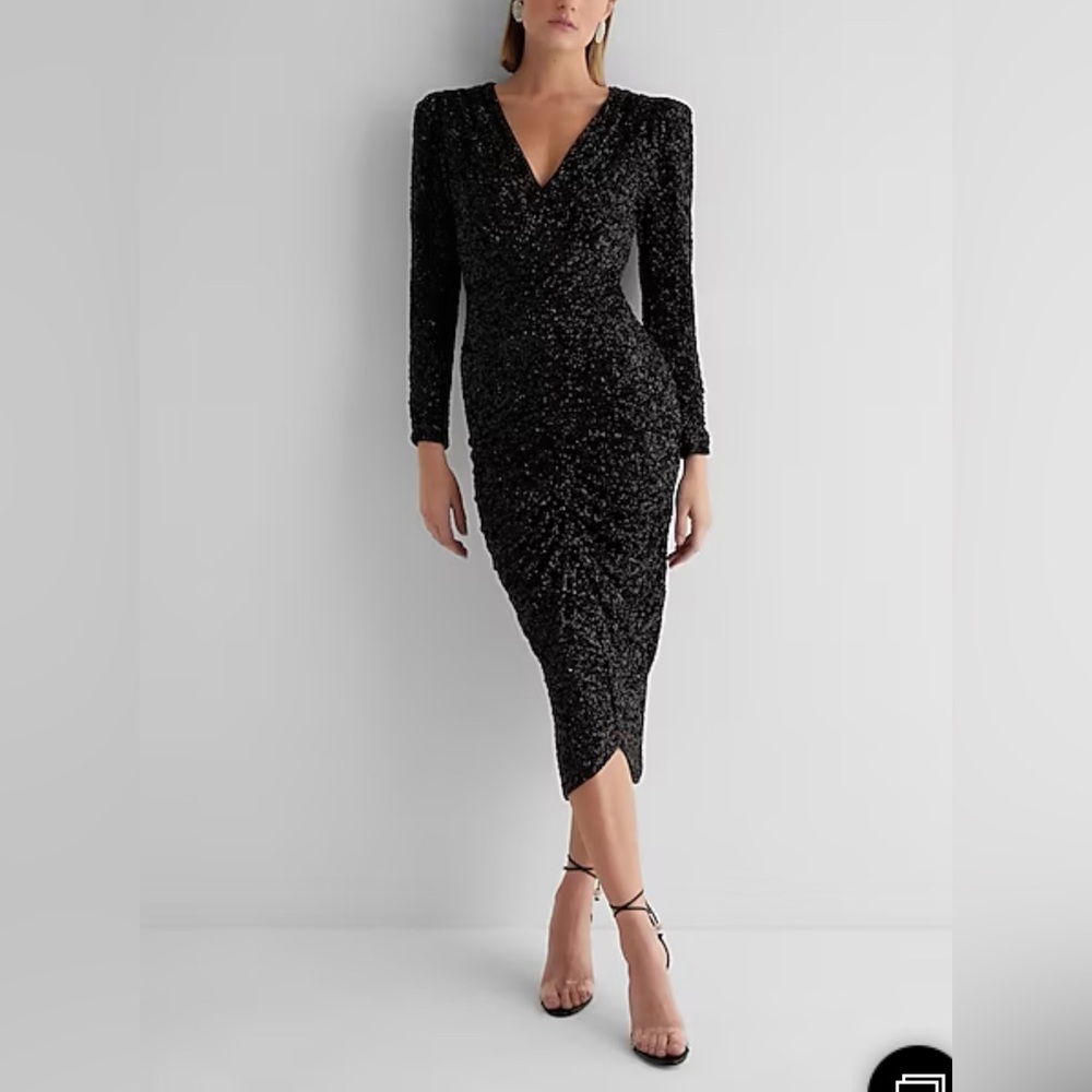 Express black sequin formal dress